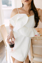 Mila White Ruffled Sweetheart Mini Dress