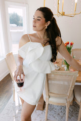 Mila White Ruffled Sweetheart Mini Dress