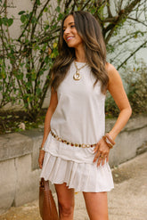 Raelyn Oatmeal Linen Flare Mini Dress