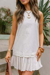 Raelyn Oatmeal Linen Flare Mini Dress