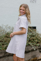 Leona Mocha & White Stripe Mini Dress
