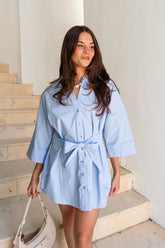 Karmen Blue Button Up Mini Dress