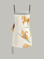 Floral Print Side Tie Cami Dress