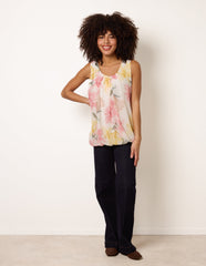 Scoop Neck Puffball Sleeveless Top