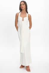 Opera Drape Bust Maxi Dress White