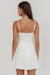 So Good Front Button Mini Dress White