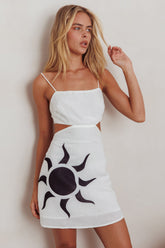 Jellina Tied Back Mini Dress Sun White