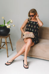 Baylor Black Multi Floral Scallop Mini Dress