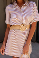 Trista Brown & White Striped Mini Dress
