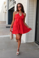 Darcy Red Orange Ruffled Mini Dress