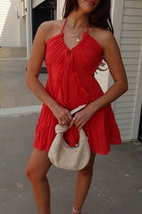 Darcy Red Orange Ruffled Mini Dress
