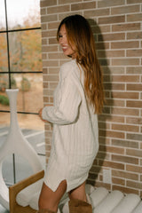 Kamila Ivory Cable Knit Sweater Dress