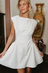 Lyra White Boat Neck Mini Dress