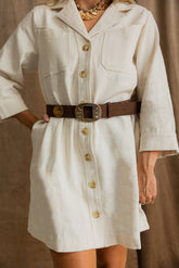 Madelyn Ecru Button-Up Mini Dress
