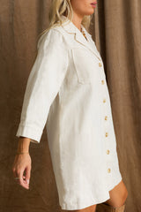 Madelyn Ecru Button-Up Mini Dress