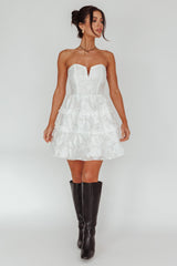 Demi Frill Trim Strapless Dress White