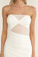 Lumiere Strapless Sheer Mesh Dress White