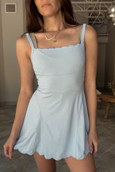 Brynlee Blue Scallop Athletic Romper Mini Dress