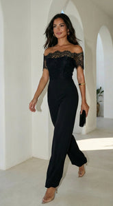 Bellamora Lace Off Shoulder Jumpsuit - Black