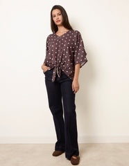 Polka Dot Knot Front Top