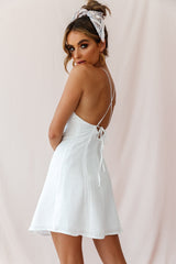 Petunia Tie-Up Back Mini Dress White