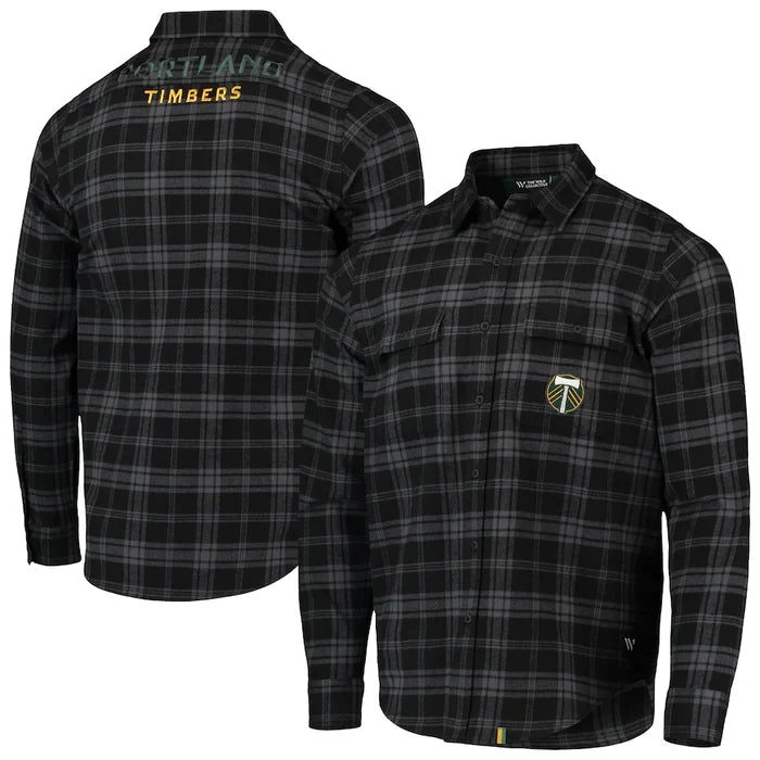 PORTLAND TIMBERS FC MEN'S LONG SLEEVE BLACK FLANNEL