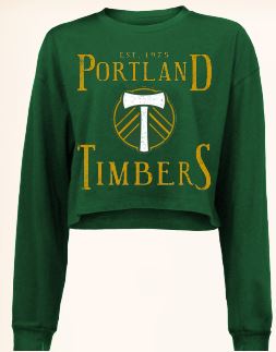 TIMBERS FC LADIES GREEN LONG SLEEVE COTTON CROP TOP