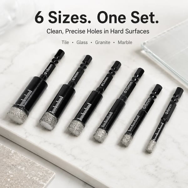🔥🔧 LAST DAY 50% OFF– 6PCS Diamond Drill Bit Set for Clean, Precise Tile, Glass & Granite Drilling! 💎✨