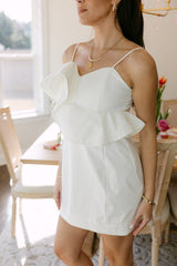 Mila White Ruffled Sweetheart Mini Dress