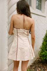 Nyla Beige & Brown Flare Mini Dress