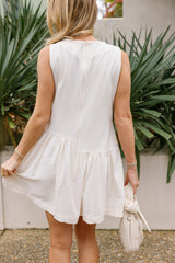 Stevie Oatmeal Buttoned Flare Mini Dress