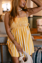 Lacey Yellow Striped Mini Dress