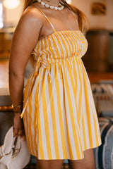 Lacey Yellow Striped Mini Dress