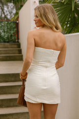 Ella Oatmeal Ruched Mini Dress