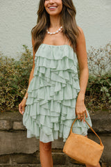Penelope Mint Green Tiered Mini Dress