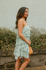 Penelope Mint Green Tiered Mini Dress