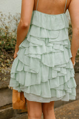 Penelope Mint Green Tiered Mini Dress