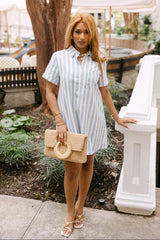 Saylor Blue & White Stripe Mini Dress