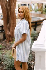 Saylor Blue & White Stripe Mini Dress