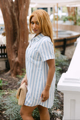 Saylor Blue & White Stripe Mini Dress