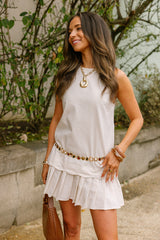 Raelyn Oatmeal Linen Flare Mini Dress