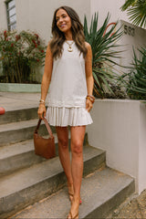 Raelyn Oatmeal Linen Flare Mini Dress