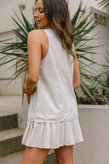 Raelyn Oatmeal Linen Flare Mini Dress