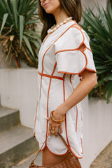 Camila Natural & Rust Scallop Mini Dress