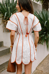 Camila Natural & Rust Scallop Mini Dress