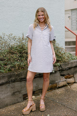 Leona Mocha & White Stripe Mini Dress