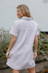 Leona Mocha & White Stripe Mini Dress