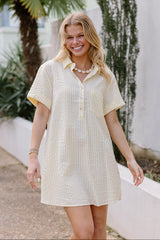 Leona Yellow & White Stripe Mini Dress
