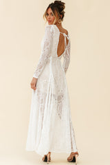 Palm Springs Long Sleeve Lace Overlay Maxi Dress White