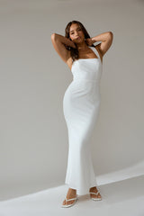 Shellie Square Neckline Halter Maxi Dress White